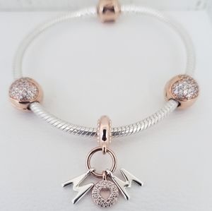 ⚘️Authentic Pandora TWO TONE MOTHER'S BRACELET GIFT 🎁 4pc SET